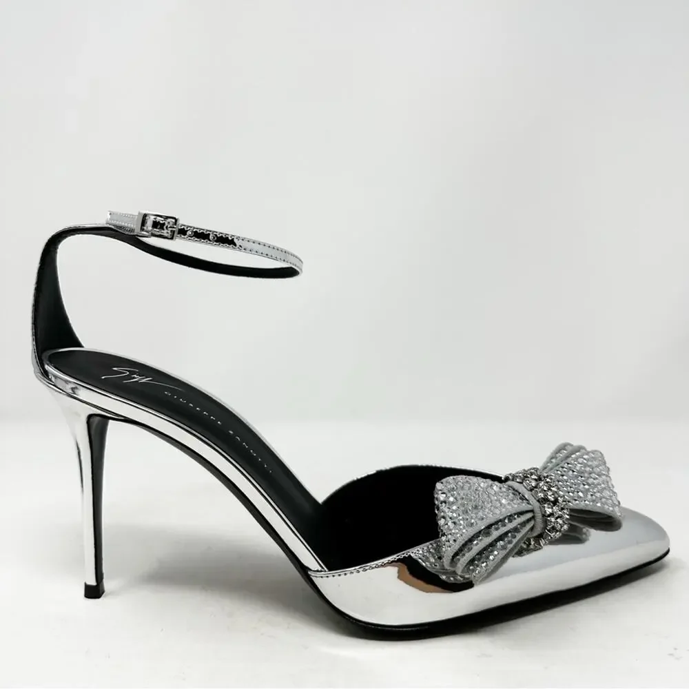 Giuseppe Zanotti Crystal Bow Ankle Strap Heels Womens Size EU 41